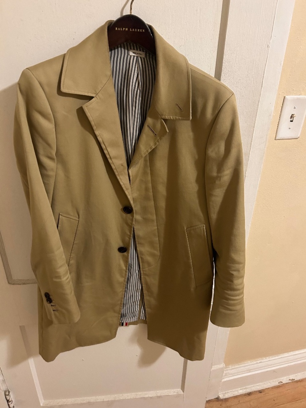 Thom Browne Macintosh bal overcoat jacket men beige size 2 Medium Large M L